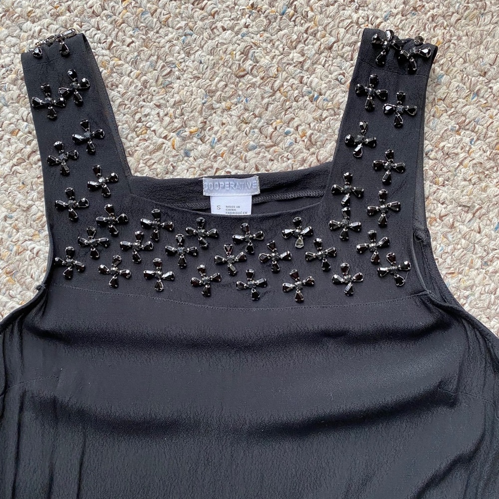 Black tank dress with beading